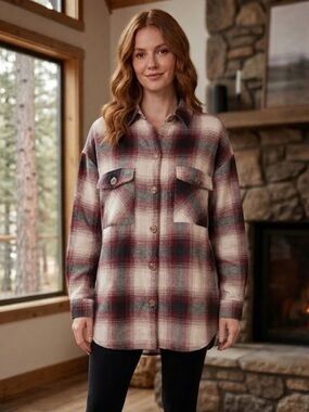 Eden & Olivia Women’s Plaid Button Down Cozy Flannel Size Large NOWT